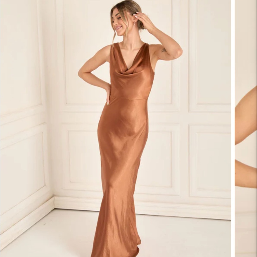 Copper Satin Bridesmaid Dress